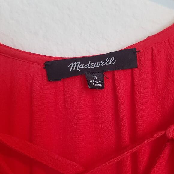 Madewell Little Red Mini Dress Sz M Lace Up Flutter Casual Chic Party Vamp Boho - Picture 3 of 7